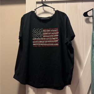 Maurices Black Short Sleeve Tee with Flag Text Graphic
